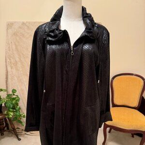 Vintage Sharon Young Black Snake Print Full Zip Jacket Coat Pockets Sz L
